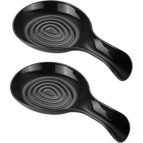 Deux porte-cuillères décoratifs de comptoir, supports à ustensiles de cuisine résistants à la chaleur, noirs. (1/5)