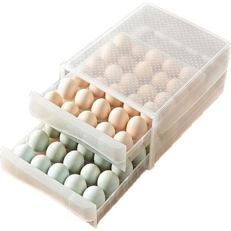 Boite a Oeufs en Plastique, Bote Rangement D'oeufs, Double Transport des ufs, Gardez Le Frais, pour Réfrigérateurs de Cuisine, Pique Niques, Restaurants Commerciaux (60 ufs) (1/5)