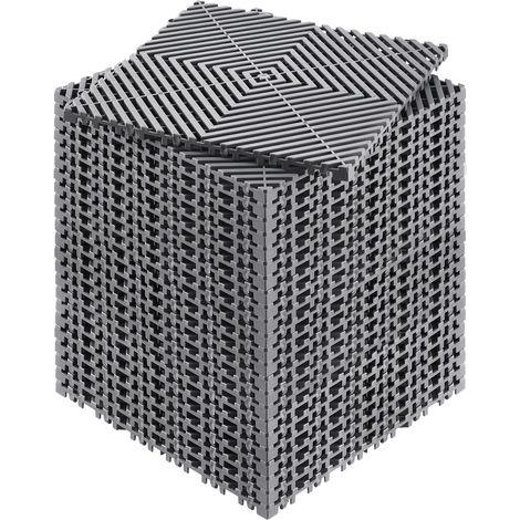 Mophorn Tappetini di drenaggio ad incastro 12" x 12", 24 pezzi di piastrelle modulari antiscivolo, tappetino per pavimento e doccia in PP, grigio