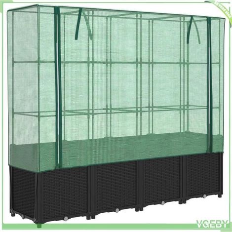Carré potager surélevé - FAFEICY - 4015817 - 160 x 40 x 153 cm - Housse de serre imperméable - Aspect rotin (1/5)