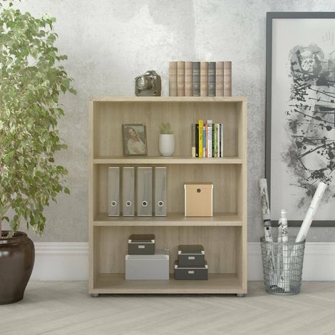Librería Dmora con dos estantes, color roble, 89,2 x 113,4 x 40,1 cm, con embalaje reforzado (1/5)