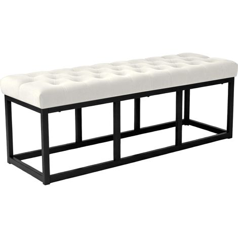 Banco Polson Terciopelo Negro Crema 120 cm