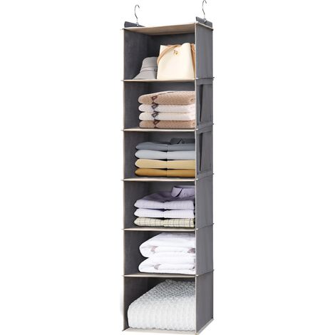 Étagère de penderie à Suspendre 5 Niveaux Rangement Penderie avec Renfort Intérieur Gris (1/5)