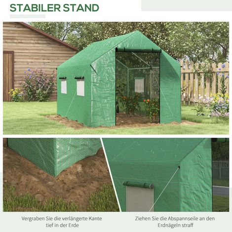 Serre tunnel 2x3x2m résistante au vent, fenêtre enroulable et protection UV, idéale pour tomates, structure en acier stable, verte (1/5)