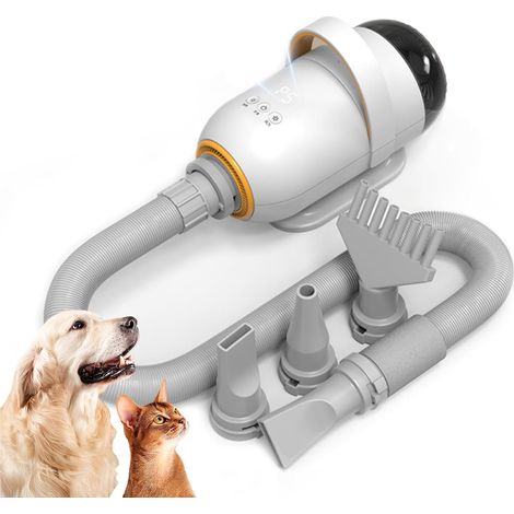 2-in-1 Pet Grooming Dryer,  2800W Vacuum Dog Hair Blower,  High-Speed Dog Hair Blower with Vacuum Suction,  7 Adjustable Temperatures,  4 Nozzles (1/5)