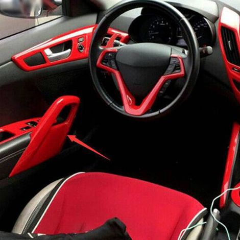 1 paire de poignées décoratives rouges en ABS pour accoudoirs de porte intérieurs de Hyundai Veloster 2 (1/4)