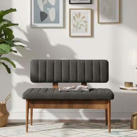 Dmora - Mesa Mirphak, Banco multiusos, Asiento de invitados, Cofre multifuncional, 110x40h85 cm, Nogal y Antracita, con embalaje reforzado (1/5)