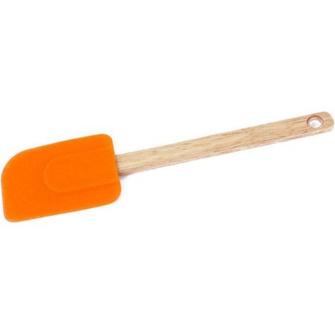 Spatule Silicone - 26,5 cm - Manche Bois - Résistant Chaleur - Ne Raye Pas - 1 Pièce