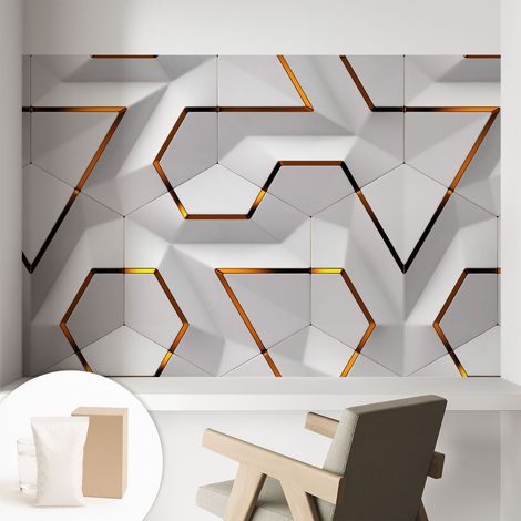 Papier peint intissé décoratif pour salon chambre et cuisine Facile à poser avec colle Géométrie moderne 104x70 cm (1/5)