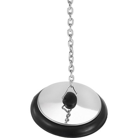 Sollbry 2pcs Bouchon de vidange, bouchon de baignoire universel avec longue chaîne à billes en métal et anneau de suspension, bouchon d'évier en chrome et caoutchouc, couvercle de vidange, filtre de r (1/4)