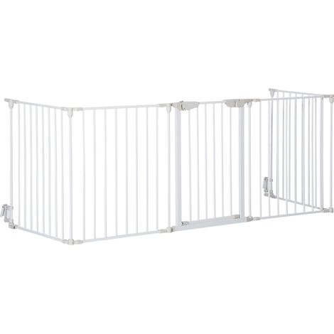 Barrera de seguridad modular parque para perros 60 x 74.5 x 11 cm puerta con cerradura plegable moderno elegante metal blanco 210007415 (1/5)