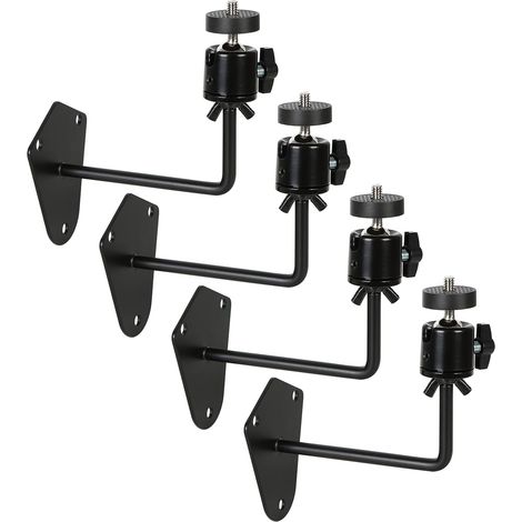 Support pour caméra en 4 pièces, Support métallique à Fixer sur Un trépied, au Mur ou au Plafond, pour caméra de Surveillance de la Faune, caméra de sécurité, etc. (Noir, Fixation Murale, 4 pièces) (1/5)