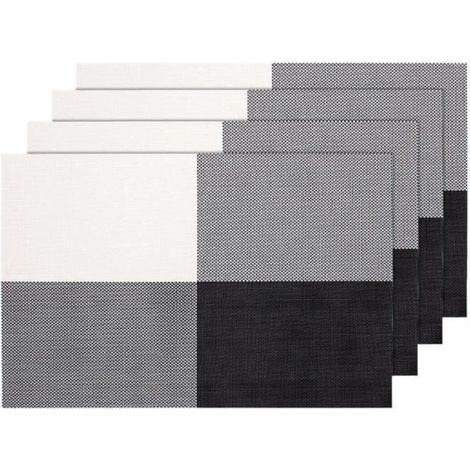 Lot de 4 Sets de table tressé gris noir blanc (TS-51)