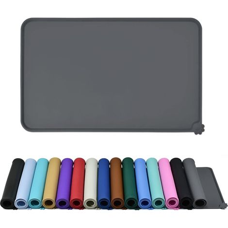 1 tapis de gamelle en silicone, antiadhésif et imperméable, avec rebord surélevé, pour chien et chat (1/2)