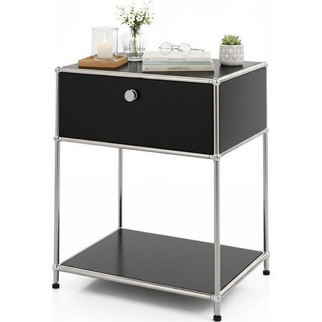 Metallregal Concept Epure MK-139 Beistell- & Aufbewahrungsregal mit Schublade & Ablagen Schwarz