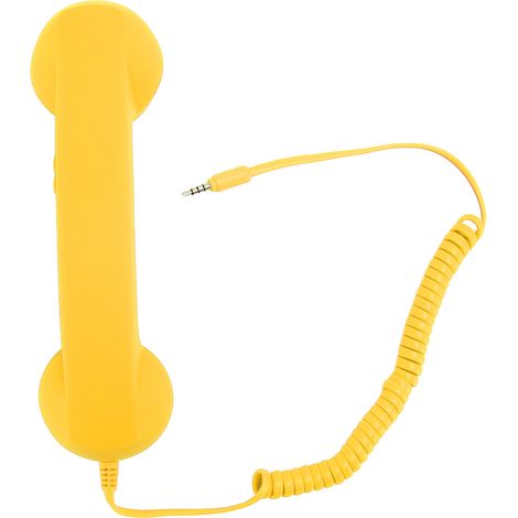 Combiné téléphonique professionnel rétro, prise jack 3,5 mm, combiné filaire résistant aux radiations pour smartphone et PC (jaune) (1/5)