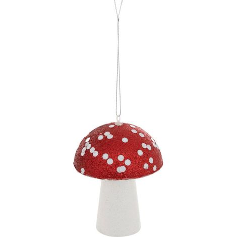 Polistirolo glitterato soggetto fungo h.13cm rosso e bianco - Atmosphera créateur d'intérieur