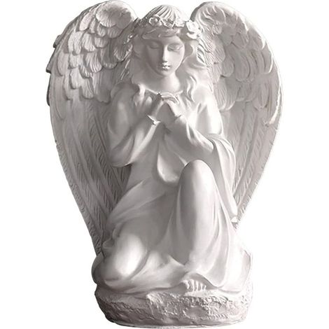 Statuette d'ange gardien, sculpture d'ange en résine blanche en prière, pour étagère, table, salon, chambre