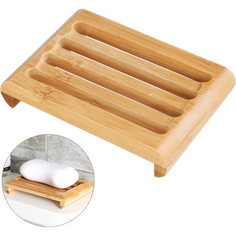 Seifenablage aus natürlichem Bambus – Ergonomisches Design für optimales Ablaufen und Trocknen – Maße: 11 x 8 x 1,5 cm (1/5)