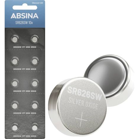 Absina Batteria a bottone 377 1.55 V 10 pz. Ossido d'argento