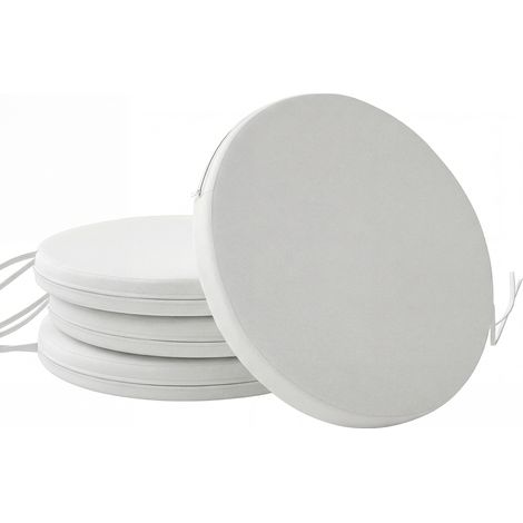 White 4-Piece Round Outdoor Chair Cushions 41 x 41 x 5 cm (1/5)