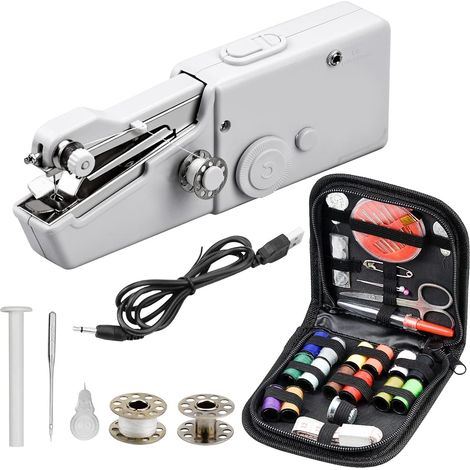 Mini Machine à Coudre Portable à Main Portative Electrique avec Kit de Couture pour Réparation de Vêtement DIY (1/5)