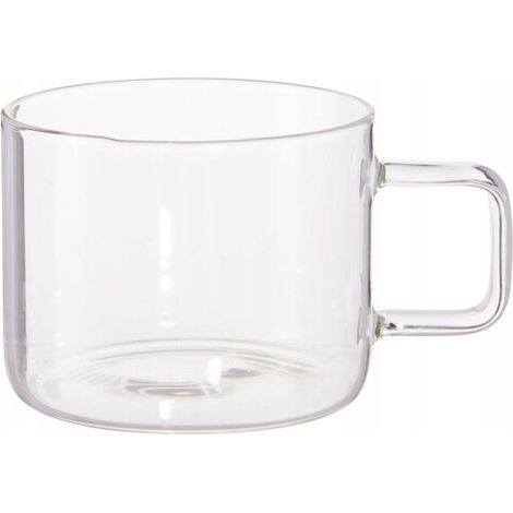 Taza de café de vidrio transparente con asa, 375 ml, 1 unidad.