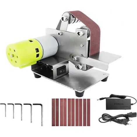 Ponceuse à bande ponceuse électrique,7 Contrôle de vitesse variable,Réglable min ponceuse stationnaire excentrique ponceuse à Bande Avec 10 Bandes Abrasives Pour Bois Métal Avec Rapporteur (1/5)
