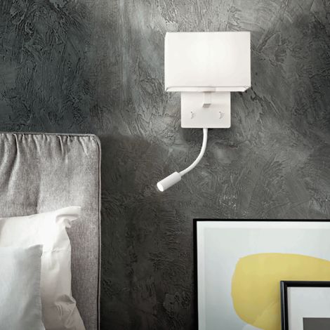 Applique in metallo 21 cm Bianco con paralume e spot a LED orientabile SHADOW (1/3)