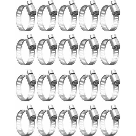 Collier De Serrage - Acier Inoxydable 304 - Réglable 16 À 25 Mm - Pour Tuyaux Câbles Robinets - Lot De 20 (1/4)
