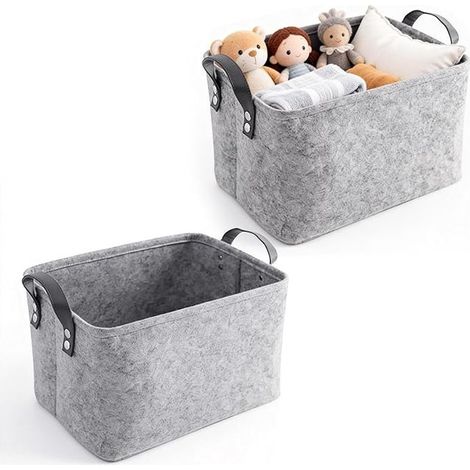 Grey Felt Storage Baskets Handles 13.4 x 9.4 x 20 cm (1/5)
