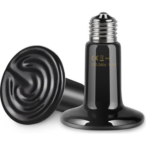 2er-Pack E27 Keramik-Wärmelampen, 100 W, nicht beleuchtet, für Reptilien-Terrarien (1/5)