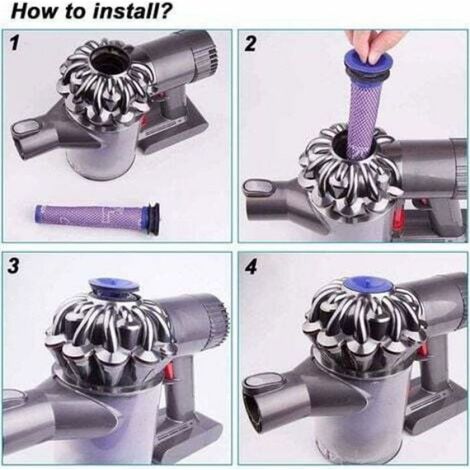 Kit de 4 Filtres avec 2 Filtres Post Moteur pour Dyson V7 V8 et 2 Filtres Pré moteur pour Dyson V6 V8 V7 DC58 DC59 Accessoire d'Aspi (1/4)