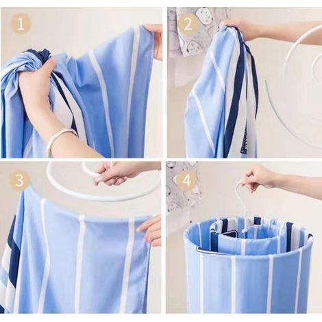 Cintre spiralé en acier inoxydable antirouille, gain de place, idéal pour draps, couettes et rideaux de grande taille (blanc). (1/5)