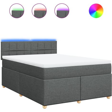 Maison Exclusive - Cama box spring con colchón tela gris oscuro 1 (1/5)