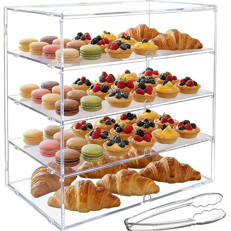 3 Tier Transparent Bakery Showcase, 5mm High Impact PETG Panels, Transparent Bread Crate (LJ039C 4-Tiers Transdparent) (1/5)