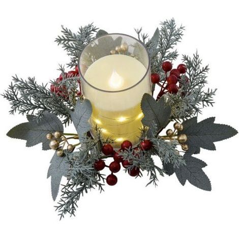 Weihnachtskranz – Seidenblumen – Für Tischdekoration, Bürodekoration, Weinflaschendekoration – 2 Stück (1/5)