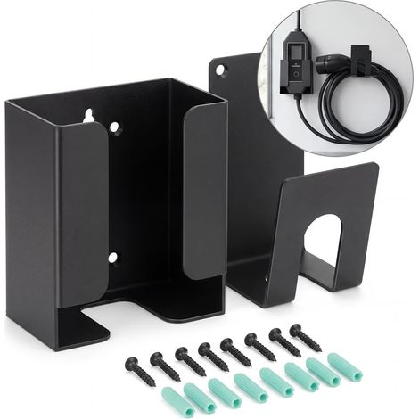 Kit Support Chargeur Véhicule Électrique – Organisateur Mural avec Support Boîtier de Contrôle et Crochet J pour Chargeurs EV Portables, Support Métallique Robuste pour Gestion Câbles EV (1/5)