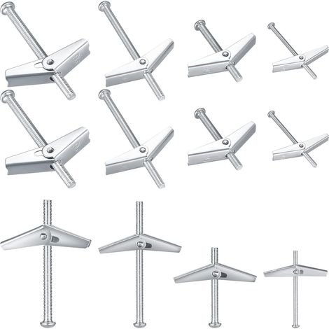 34 Pièces Boulons Ecrou Papillon, M3 M5 M6 Chevilles à Ressort avec Boulons à Bascule, Chevilles avec Vis pour Plaques de Plâtre, Fixations Murales en Plâtre (1/5)