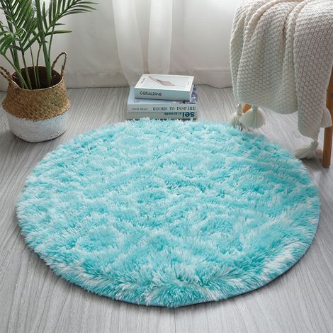 Tapis Moelleux au Sol Fausse Fourrure Moelleux Tapis Gradient Décoratif Tapis De Sol pour Chambre Salon Salle À Manger 40x60cm,Carré Bleu (1/5)