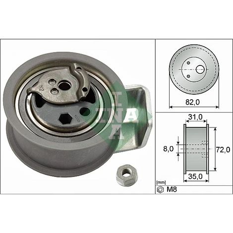 Poulie de tension, courroie crantée INA 531 0436 20 AUDI 045109243A 045109243C