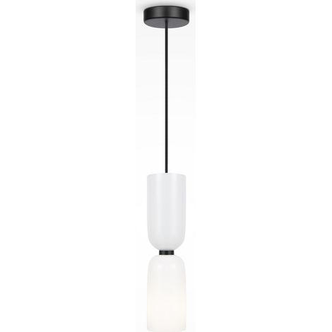Maytoni Memory Plafonnier moderne à suspension fine noire, 1 x E14, abat-jour blanc