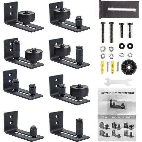 Guide de sol pour porte coulissante Guide de rouleau de sol réglable avec vis, 8 variantes possibles pour toutes les portes coulissantes, parfait pour toutes les portes coulissantes (1/4)