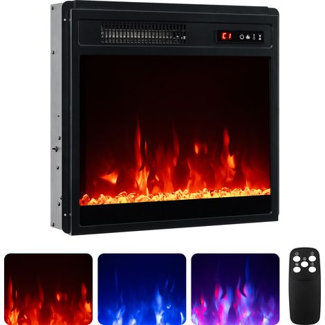 COSTWAY 18” Electric Fireplace Insert 750W/1500W Fireplace Heater-Black (1/5)