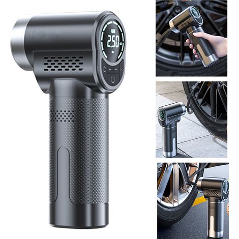 Gonfleur de Pneus Portable Sans Fil avec Écran Numérique Intelligent, Pompe à Air Électrique pour Voiture, Vélo, Moto et Ballons, avec Protection Anti-Surgonflage (1/5)