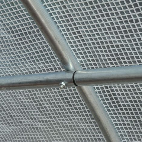 Serre plantation 595x300x200cm, tunnel jardin, ancrages sol, porte fenêtre, acier galvanisé, feuille aluminium, blanc