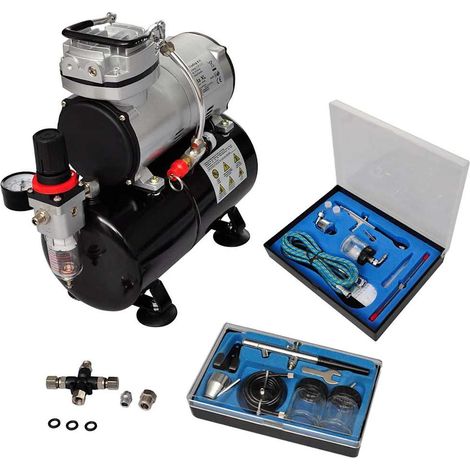 Kit compresseur aérographe avec 2 pistolets, réservoir 3 L et raccord 3 voies - PANGIVO (1/5)