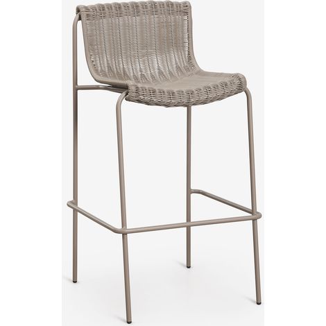 SKLUM Pack mit 4 hohen Gartenhockern aus synthetischem Rattan und Stahl Revia Moka Braun ↑75 cm                                 