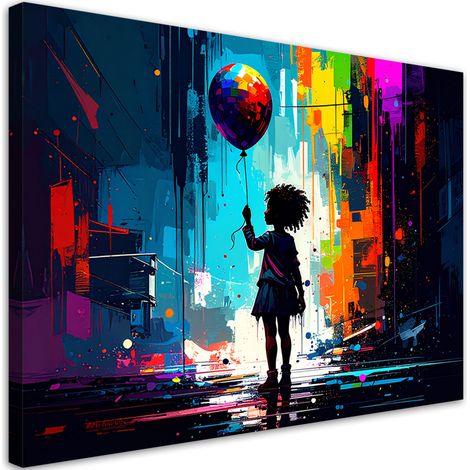 Wandbild Mädchen mit Ballon 60x40 cm (1/5)