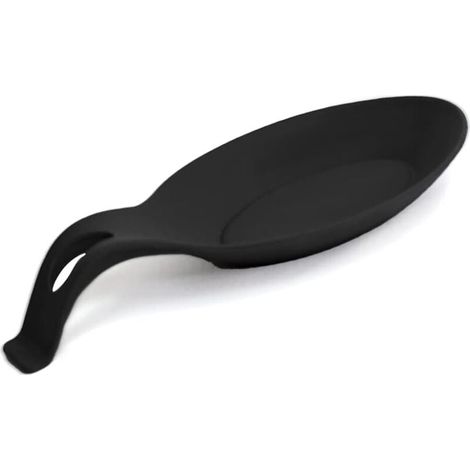 6 porta cucchiai in silicone nero (20 x 9,5 cm), porta cucchiai da cucina in silicone, porta cucchiai in silicone, porta posate, porta cucchiai in silicone, per riporre gli utensili (1/4)